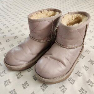 UGG Australia Classic Short Boots Pink Leather & Shearling for Girl Size 2
